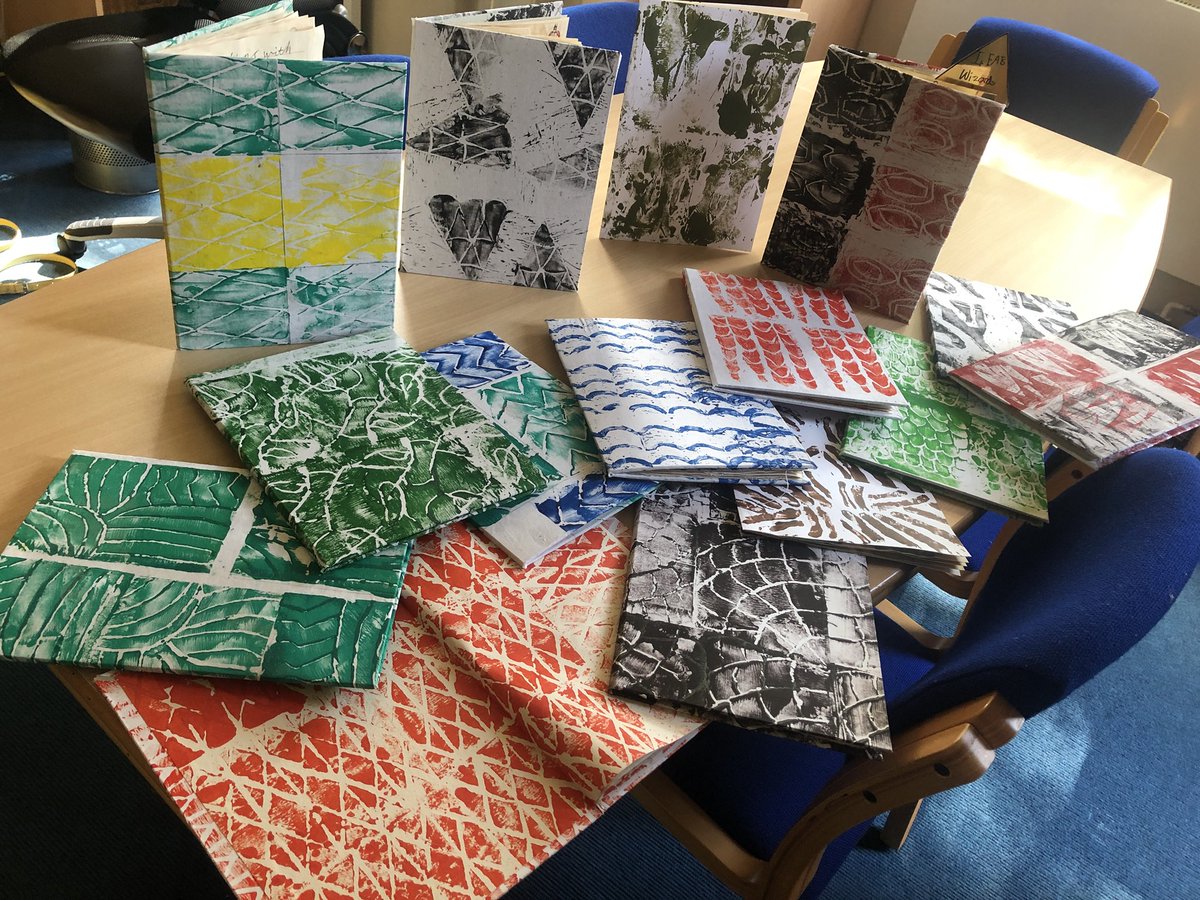 CJ_Head's tweet photo. What lovely creative outcomes from year 6! They used their knowledge of beasts to make lino prints for their book covers and made great maths connections using pictograms for diet, line graphs for continuous data and infographics to represent their beast. #depthoflearning https://t.co/IMkpNz6ILx