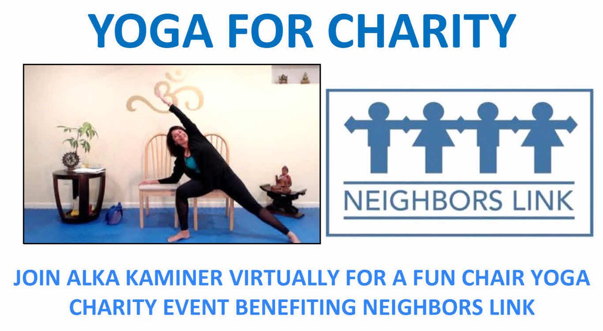 PresentWisdom's tweet photo. Special fundraising #Yoga class tomorrow to benefit @NeighborsLink. Join the fun at 12pm (EST) and take a mid day yoga break. 
Donate and Register at: https://t.co/QYIuk1E1pk
#immigrants #community #empowerment #charity #yoga #chairyoga #chairyogawithalka https://t.co/qLH591NHjK