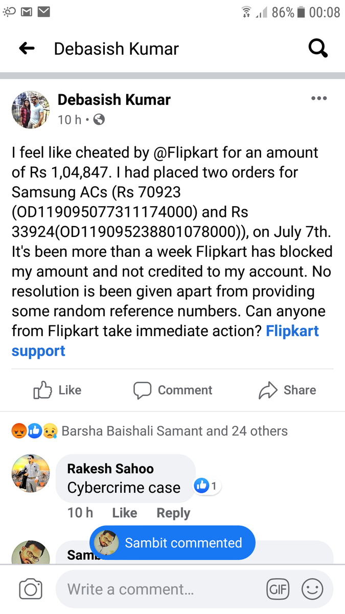 RAKESH2nd11's tweet photo. #Boycott Flipkart

#Flipkart #FlipkartWorstService  #WalmartBoycott 

People are struggling with your awful service. 
One of my friend need resolution but seems you do not care. 

I would request all to boycott Flipkart. https://t.co/irxwxyoso6