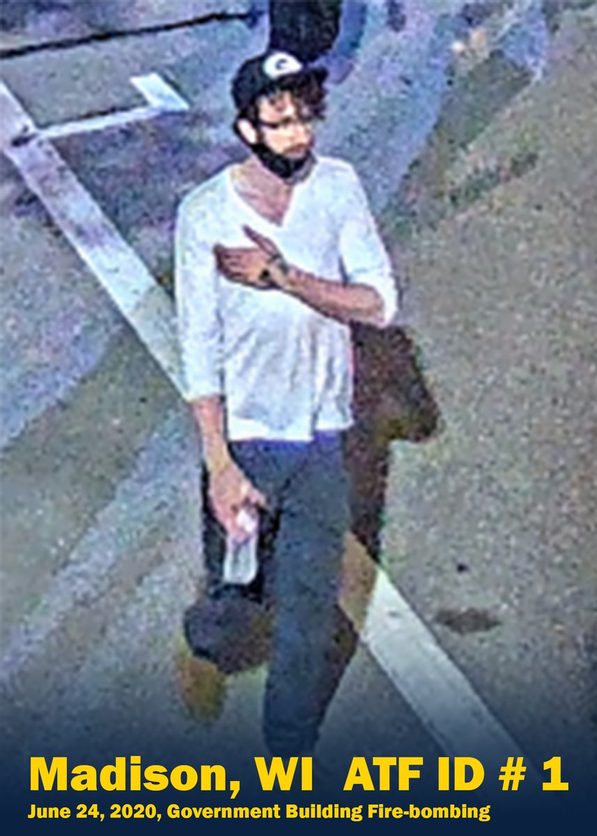 ATFStPaul's tweet photo. REWARD: ATF is offering up to $5,000 for the identities of five individuals who were present June 24 when the fire-bombing of a government building occurred. Recognize these individuals? Read the full release for details: https://t.co/guz2QCvY9h https://t.co/Yi0dL7jXl7