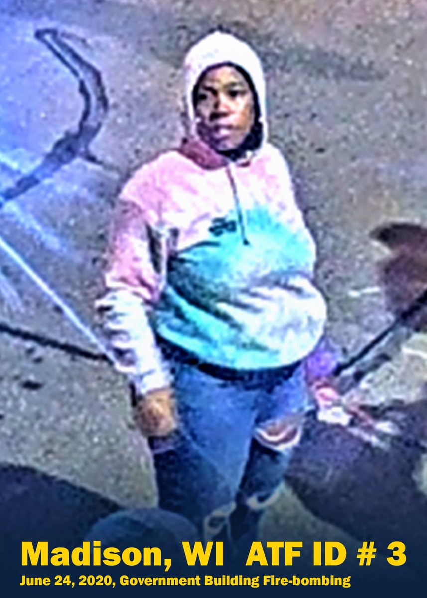 ATFStPaul's tweet photo. REWARD: ATF is offering up to $5,000 for the identities of five individuals who were present June 24 when the fire-bombing of a government building occurred. Recognize these individuals? Read the full release for details: https://t.co/guz2QCvY9h https://t.co/Yi0dL7jXl7