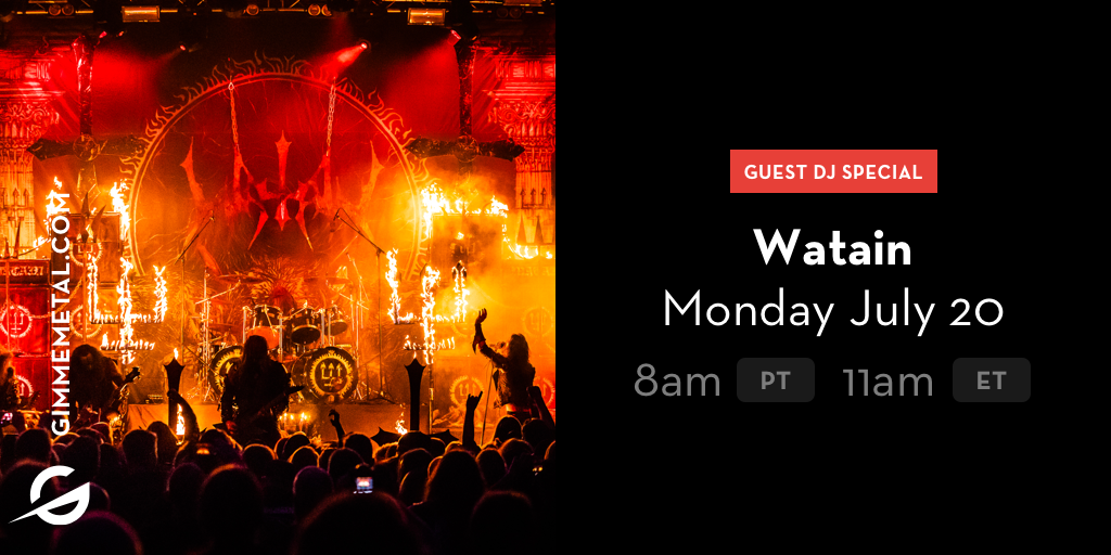 gimmeradio's tweet photo. MONDAY. Sweden’s @WatainOfficial will host their own #GuestDJ Special at 11am ET/8am PT. Vocalist/Bassist #ErikDanielsson takes over with their fast, filthy, furious, and wide range of metal influence in tow. Check out #TridentWolfEclipse and tune in 💥: https://t.co/6aKOsMo53b https://t.co/2eCIuycUzh
