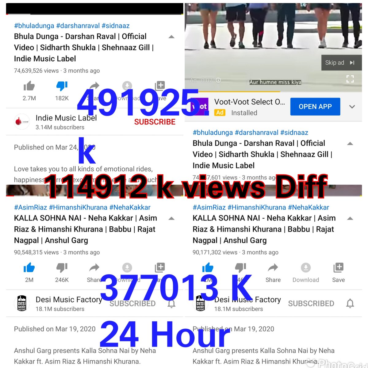 Beingkhanumar's tweet photo. Good Job Asim Squad
Really Appericiate Every One
Last 24 Hour
#KallaSohnaNai 377,013 K Views
Bhalu Dunga. 491,925 k Views
Diffrence 114912k Views
Kal Ye Diff 161697 k thha
Humne Allmost 46K km Kiya
Aise Hi Ise Aur Kam Karna Hai
Keep Stream Gys
https://t.co/3tAH7oMP3s https://t.co/39K4ndUuLP