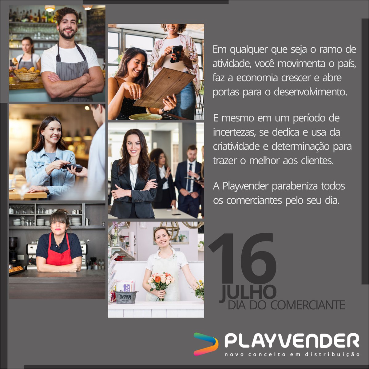 playvender_dist's tweet photo. A Playvender parabeniza todos os comerciantes pelo seu dia, pelo seu esforço, determinação e dedicação para oferecer o melhor aos clientes.

16 de julho - Dia do Comerciante https://t.co/oW8okTlIZJ
