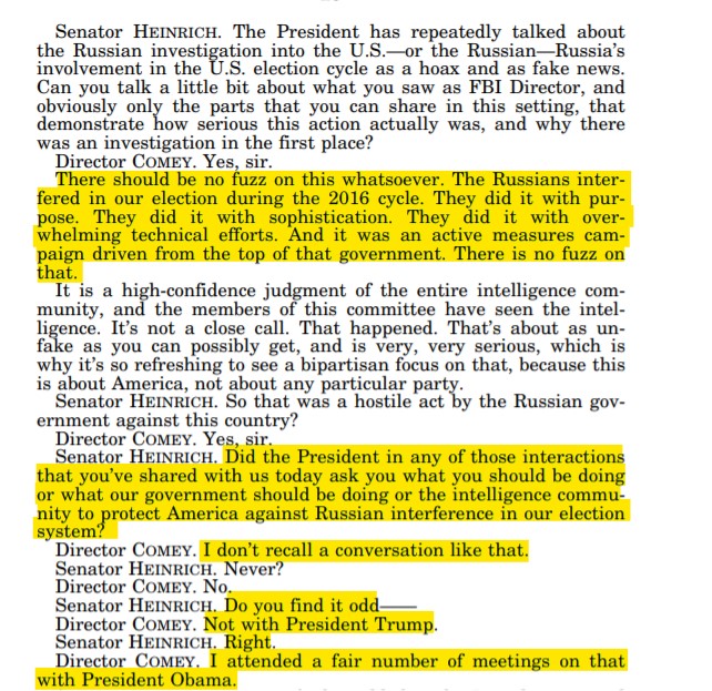 Russia, Russia, Russia but my favorite part here is… No he never had a convo with Trump about Russia interfering, but he did with O'Biden