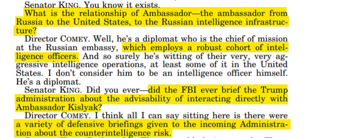 Kislyak lived in a den of Russian intelligence officers LOL. He's the Russian ambassador and all conversations with him were in fact never an issue. There was NO reason for Sessions to recuse.