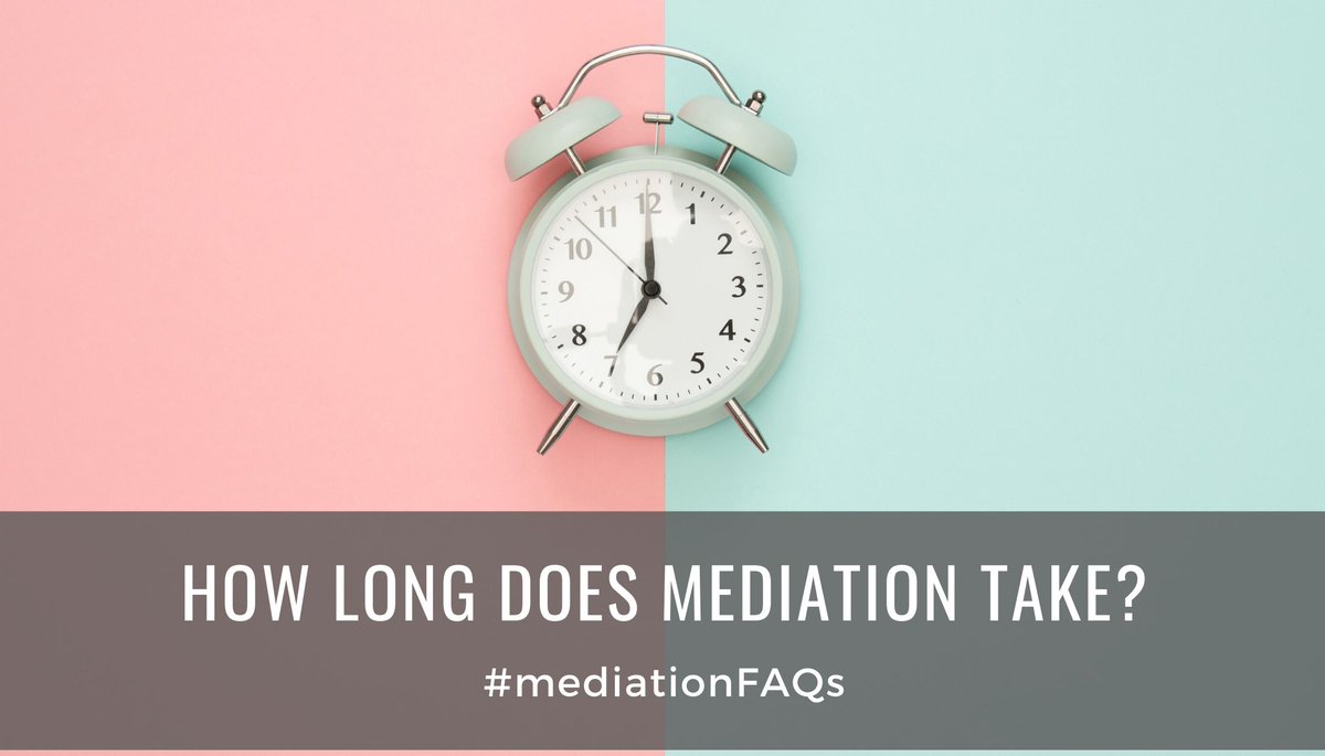 wmsmediation's tweet photo. #mediationFAQs: How long does mediation take?
A mediation session usually lasts between 2 hours and 1 day, depending on the complexity of the case. Some issues need more than a single meeting to be sorted. The mediator will give a clearer timescale at your initial appointment. https://t.co/T12r5b9qEG