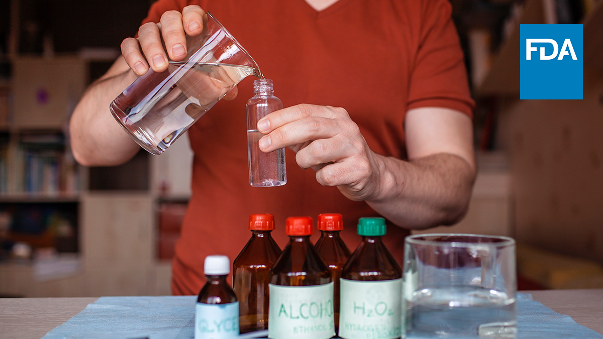 FDA_Drug_Info's tweet photo. Answer: FDA doesn’t recommend that consumers make their own hand sanitizer. If made incorrectly, it may not work and there have been reports of skin burns from homemade hand sanitizer. Remember, washing hands with plain soap and water is best. https://t.co/OsZvRvhDzR https://t.co/HFGSjGlEzk