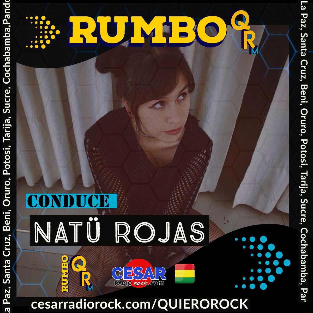 CESARRadioRock's tweet photo. ➡️ #RUMBO al #QUIEROROCK 🇧🇴
Bandas Emergentes de todo el pais en la PREVIA al gran evento
🤘QUIERO ROCK🤘

#NATÜROJAS blogger, melomana, periodista y editora en La Rockolita .
Y ahora conduce RUMBO al QUIERO ROCK 🇧🇴
🌐 https://t.co/K7QdxnjeMN https://t.co/ziJkYJ8Kvf