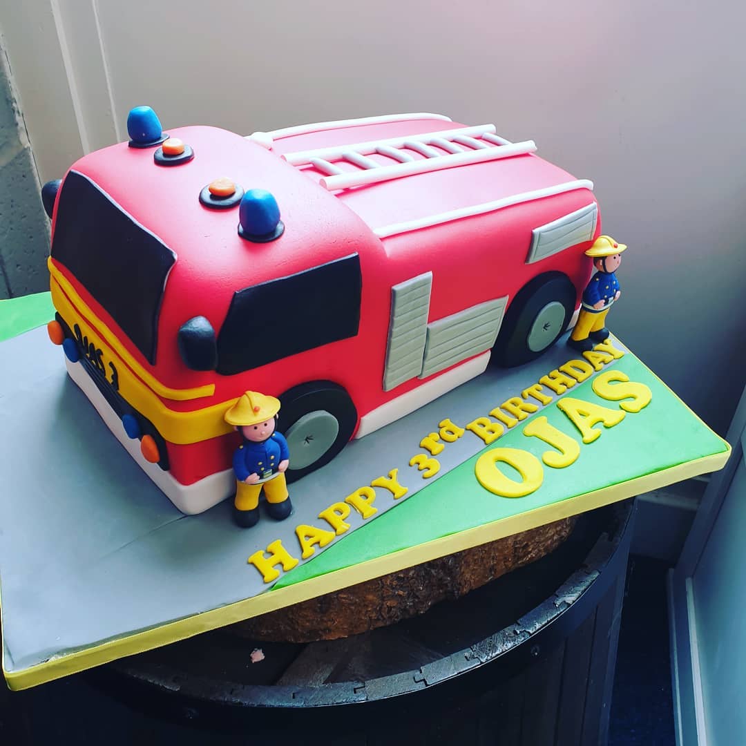 A fire engine cake for a 3rd birthday #fireengine #fireman #birthday