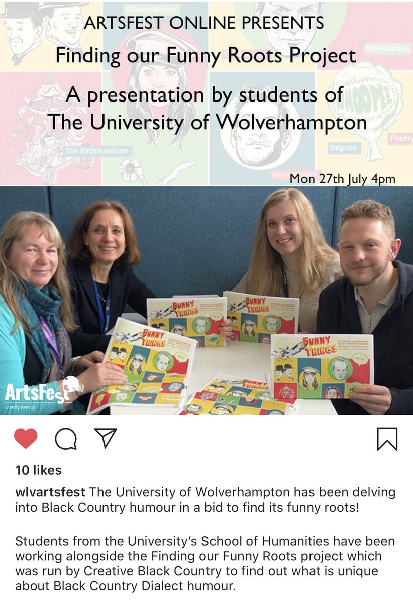 This lovely Funny Roots event is happening as part of @wlv_uni Wolverhampton arts fest at the end of the month. You can book your tix here eventbrite.co.uk/e/artsfest-onl…