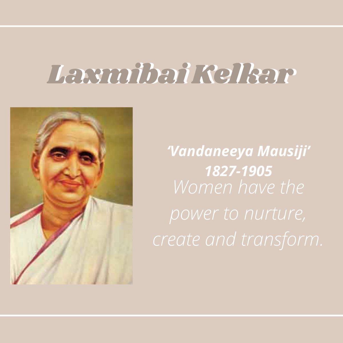 HSSUSAGeorgia's tweet photo. Smt Laxmibai Kelkar expanded the works of RSS to include women creating the World's largest women's organization in 1936. According to her women had the duty to pass these values to future generations. https://t.co/8OU6WcL0C4