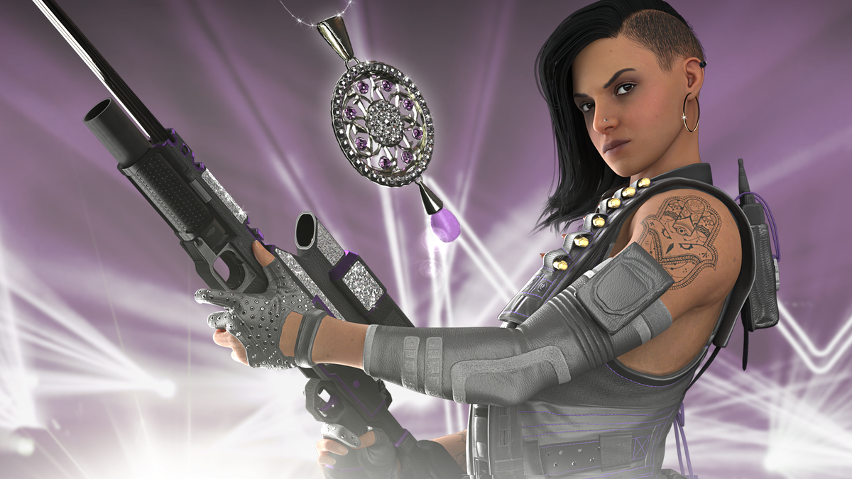Rainbow6Game's tweet photo. DJ Kali's gonna be dropping bangers all night at Club Rainbow. 🎵🎶

DJ Kali bundle contains the Glitter And Ink uniform, Glorious Undercut headgear, Lavender Bling and Dance Blast weapon skin for the CSRX 300. https://t.co/xQyyCMc868