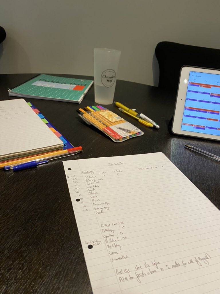 Day 2/7 of a surgeon’s life in pictures. Getting that revision plan nailed down. Now the challenge of sticking to it... #MRCS #surgicalexams #bestlaidplans I nominate  @harryclax
