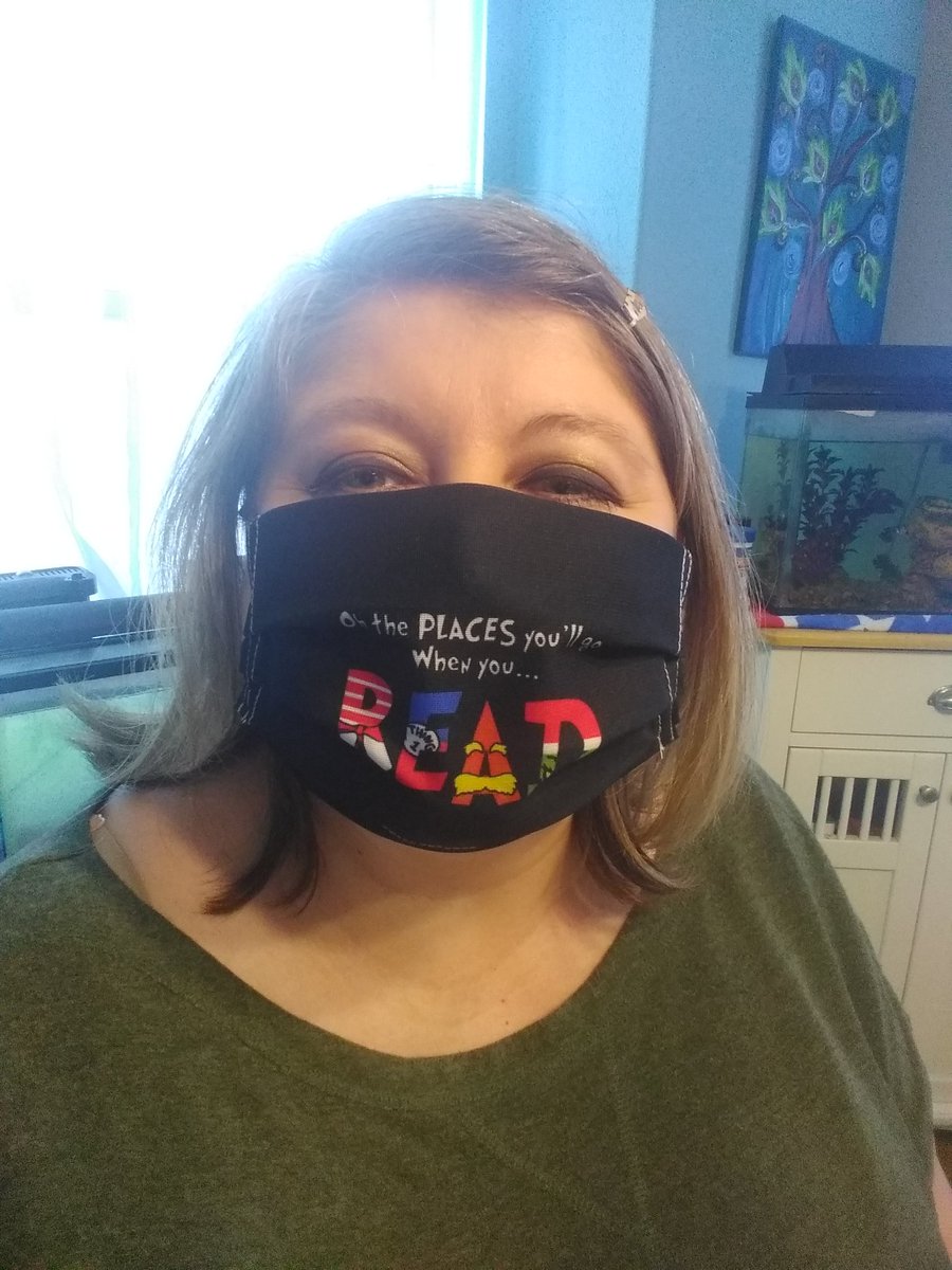 LibraryFly's tweet photo. I bought some librarian masks...had to adjust the ear pieces and now they fit well. https://t.co/JvySzA6q5g