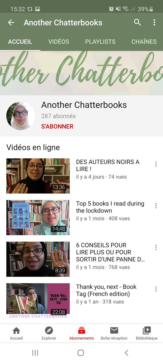 Il y a Another chatter books https://www.youtube.com/c/AnotherChatterbooks