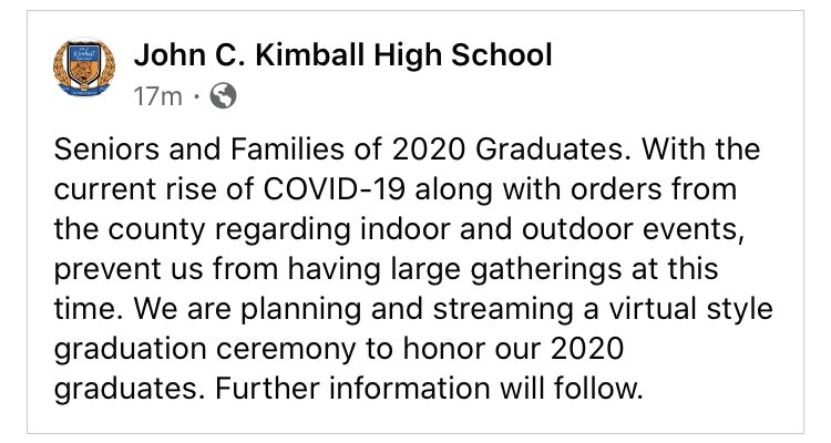KHSActivities's tweet photo. ‼️Class of 2020 graduates and parents‼️ https://t.co/N1XbOcLCXY