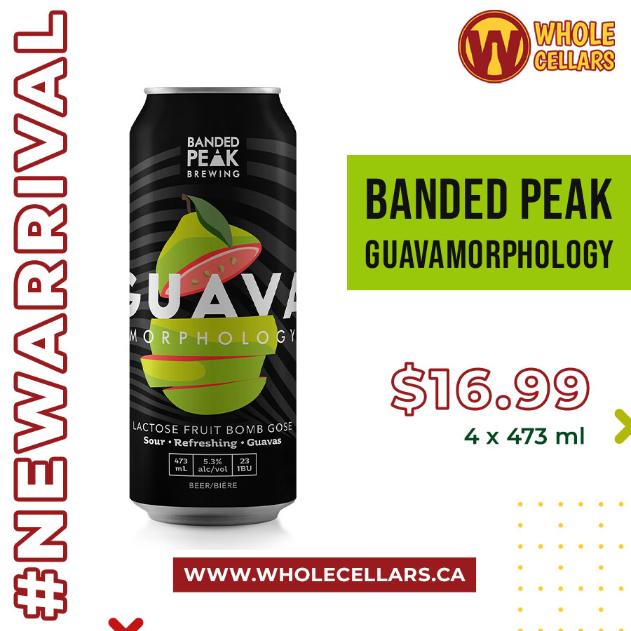 Wholecellars's tweet photo. Welcome summer with this ultra-refreshing kettle-soured fruit bomb that we packed to the rafters with Guava puree and Ekuanot hops. 

https://t.co/Te9XyDi1E1

Our New Arrival this week.

#yyc #yyclocal #calgary #bandedpeak https://t.co/M4zYkLMnan