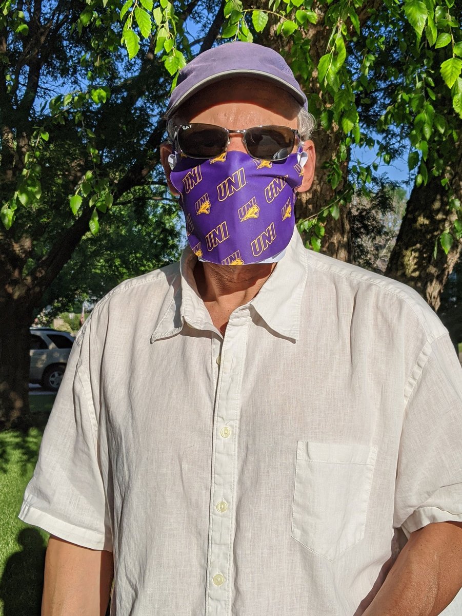 northerniowa's tweet photo. Elana prefers a face shield. Anthony a mask. But these two UNI education professors, who've been married 28 years and published papers together, are united on the importance of wearing face coverings.  #ProtectingOurPanthers #MaskUpIA https://t.co/S6m3SWyd2g