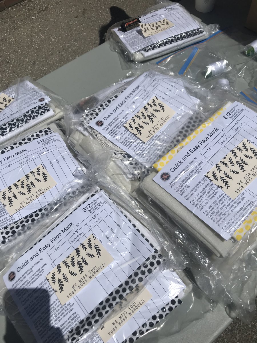 wrdsb's tweet photo. #TBT to when @ONEKCI teachers greeted their Grade 9 students as they picked up their mask making kits. 😷

The family studies class used the skills they learned to make masks for The Working Center. Thank you to KCI for giving back in a meaningful and practical way. #WRDSBgives https://t.co/iXEYiy0Zod