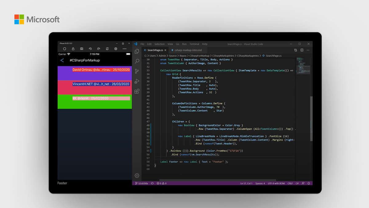 Image of C# Markup in action on a computer screen.