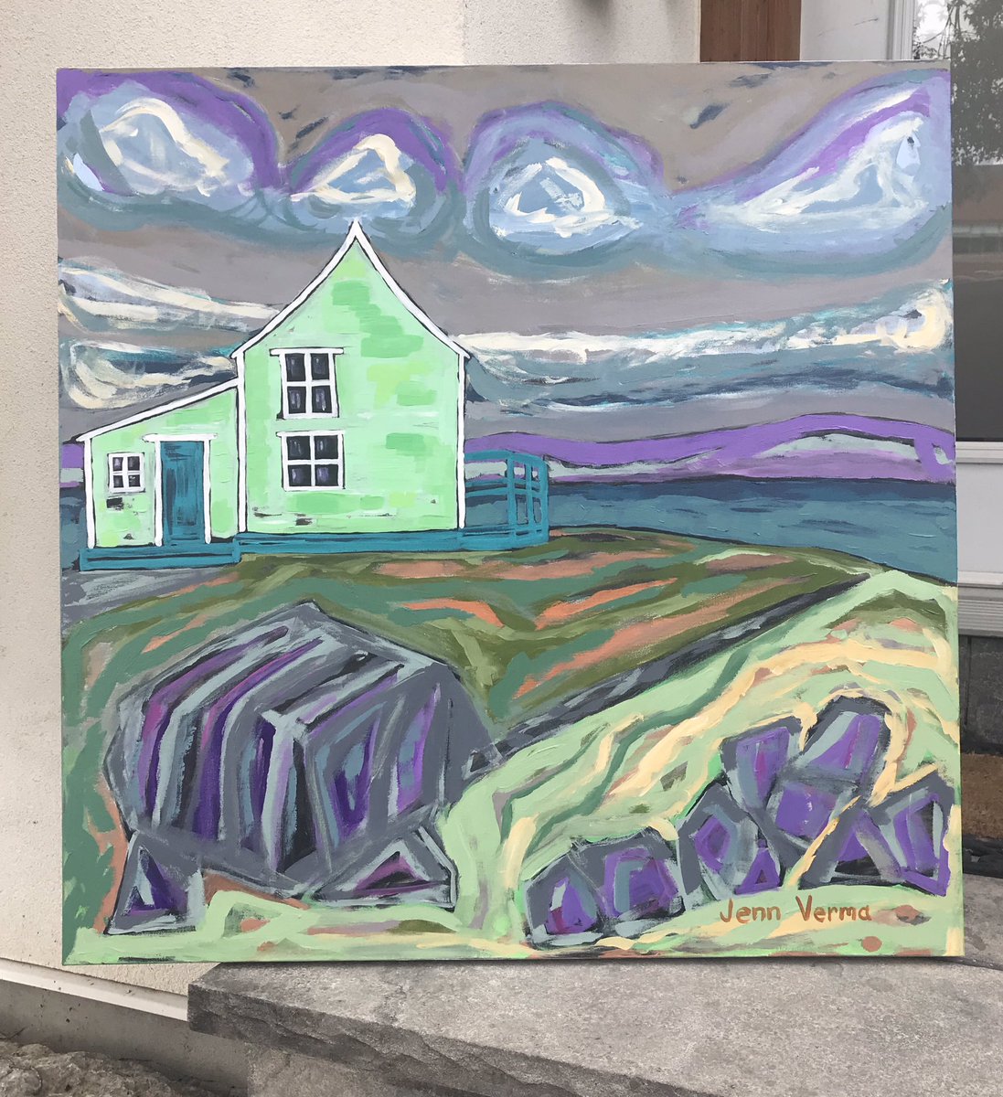 JenniferYVerma's tweet photo. Just dropped two new #landscape pieces @theHPH in #Ottawa. The mint green house from Fogo Island and the Point Amour Lighthouse (Labrador). #SEAnery #exploreNL get your art on -> #thursdayin4words #thursdayvibes #welliwestlove @Wellington_West #ArtistOnTwitter #newfoundland https://t.co/lGcFE8kLI1