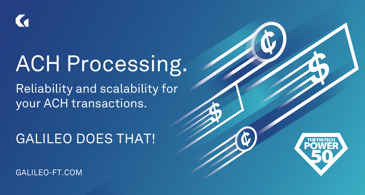 GalileoFintech's tweet photo. Galileo is a pro at handling ACH volume—as part of a comprehensive relationship or as a standalone service. Check us out, because Galileo does that! https://t.co/rIymzB2zie #challengerbanks #issuingbanks #fintech #galileodoesthat #payments #paymentprocessing #ACHprocessing https://t.co/kjnQ0OSJby