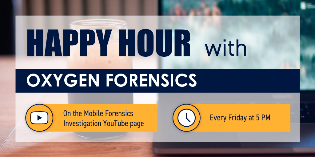 oxygenforensic's tweet photo. Tomorrow is Friday! That means another episode of the #ForensicHappyHour. This week we have "former #DFIR dude", @joshbrunty. Tune in at 5pm ET for some beers and #digitalforensics insights! https://t.co/V1tCZGjxjK https://t.co/AQoutV7vkq
