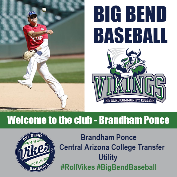 BigBendVikings's tweet photo. Welcome to Big Bend Baseball Brandham Ponce! #BigBendCC #BigBendBaseball #RollVikes #2020Signees https://t.co/SFaQTFJ2MD
