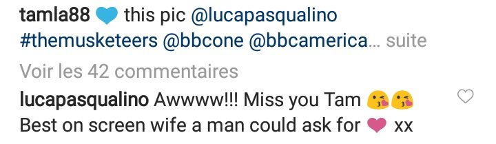 MusketeersFr's tweet photo. Trop d'amour ❤️
#TheMusketeers #Constagnan #TamlaKari #LukePasqualino https://t.co/dOOOab4h28