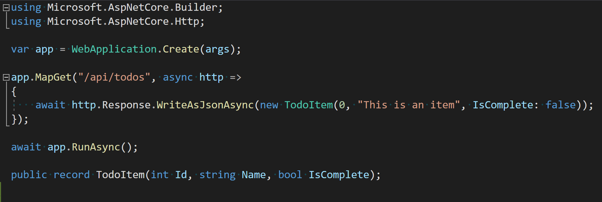 Playing with a new API optimized for C# 9 and creating small services. #dotnetcore #AspNetCore