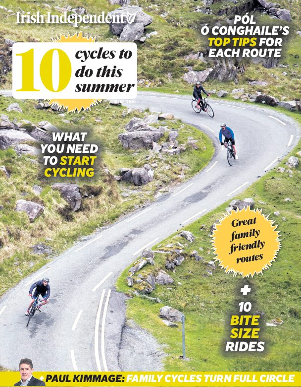ciaranlennon's tweet photo. I spent the time I usually waste on twitter working on this recently. Has some great cycling routes with contributions from @TurloughCarlow @poloconghaile Imogen Cotter &amp;more. Comes with a beautiful @PaulKimmage piece on how his family cycles have turned full circle. Out Saturday https://t.co/CnjRYsXI4O