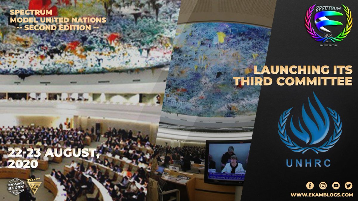 MunSpectrum's tweet image. Releasing the four committees which are going to be stimulated at SPECTRUM ONLINE MODEL UNITED NATIONS 2.0.
1. United Nations General Assembly
2. United Nations Commission On The Status Of Women
3. United Nations Human Right Council
4. All India Political Parties Meet