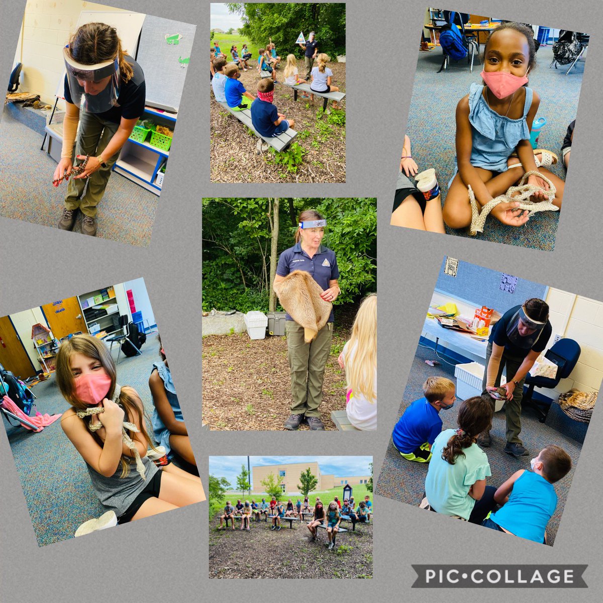 Summerblair32's tweet photo. Burr Oaks naturalist, Stephanie Kemp came to visit us today at school. She taught our class all about animals with fur, feathers, and scales. It’s an adaptations program that taught us all about Missouri mammals, birds and reptiles. #GVSOAR2020 https://t.co/mGr7dhcTig