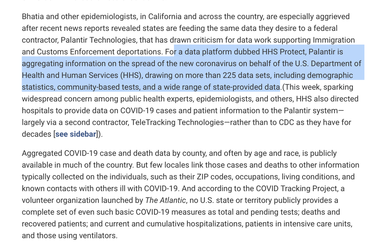 EricTopol's tweet photo. When data secrecy, lack of transparency &amp; other badness impedes the ability to *follow the data* and epidemiological monitoring
https://t.co/wrwAS8Dhcb by @cpiller @ScienceMagazine w/ @cmyeaton @nataliexdean @drrajivb
@PalantirTech handling @HHSgov patient data is a 5★ alert https://t.co/dhHH9t1az5