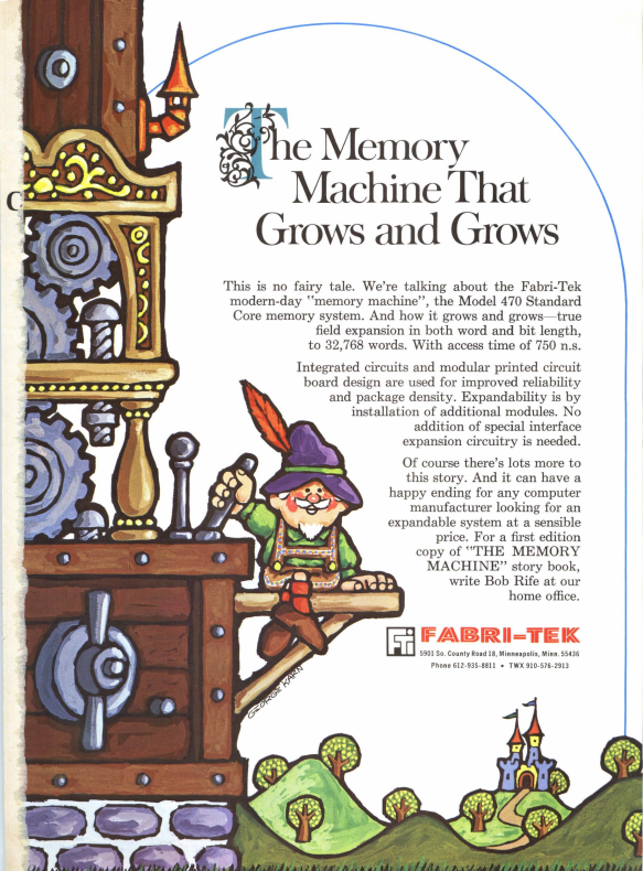 huh, the grandfather of the keebler elves ran a core memory business. now i would *love* to get my hands on "the memory machine" story book. 