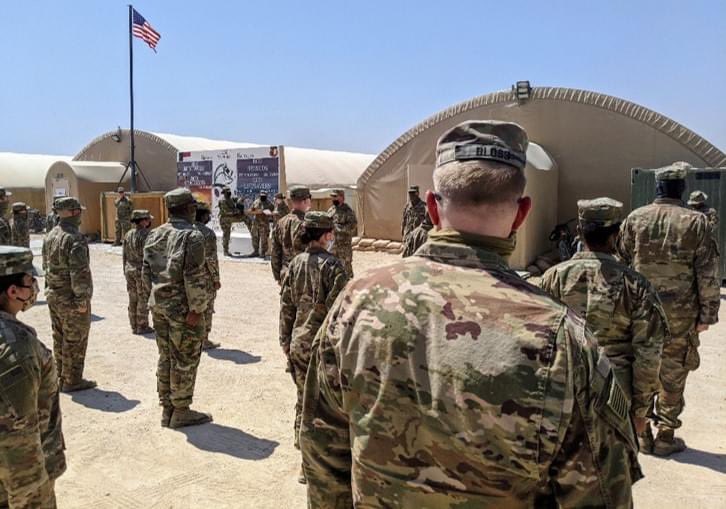 U.S. Soldiers from the 230th Brigade Support Battalion #30thabct receive military awards in a socially distanced ceremony while deployed in the @CENTCOM area of responsibility for @TFSpartan July, 2020.