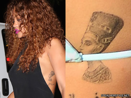 13. Rihannas tattoos include Isis and a Nefertiti.  #Rihanna  #Tatoos  #Illuminati  #Isis  #nefertiti