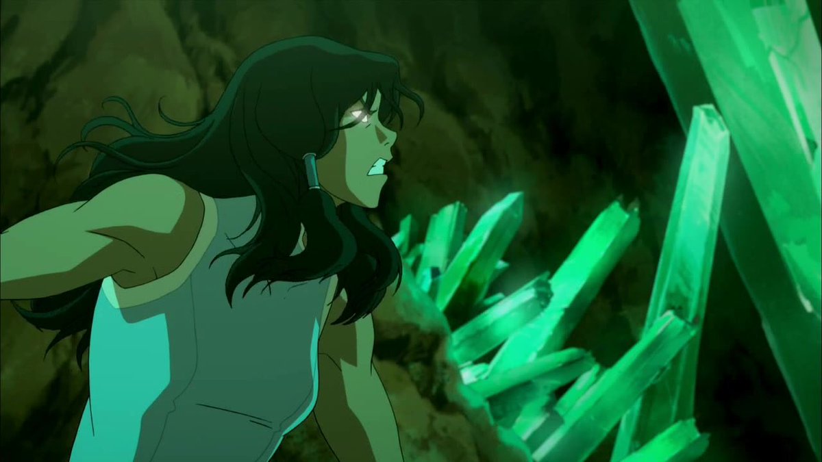 her power in these scenes is entirely her- and yet she still manages to fight zaheer, cut mountains in half and fly through the air while on the brink of death- something that should’ve been impossible. well, not for korra.