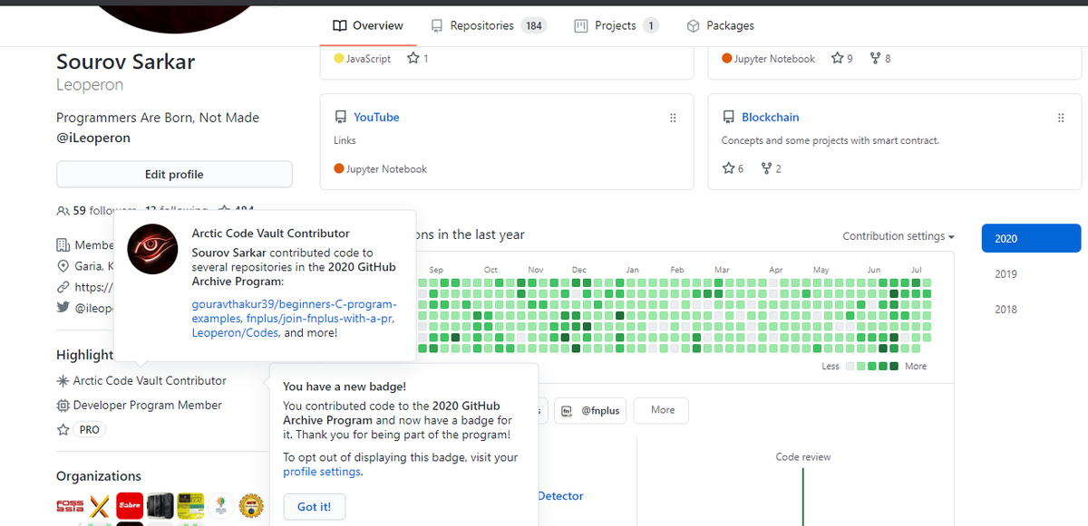 iLeoperon's tweet photo. A great update from @github . Happy to get an Arctic Code Vault Contributor badge.
Link:https://t.co/wIHbmDHWIN
@GitHubCommunity
 #100DaysOfCode #CodeNewbie https://t.co/2PfLmy4soH