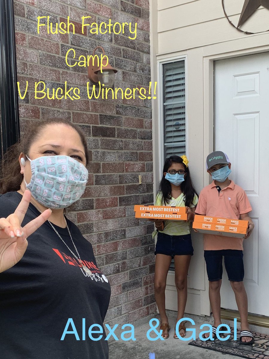 AMSColtReaders's tweet photo. Winner, Winner, Pizza Winners!! What’s better than being Top V Bucks player for #CampFlushFactory and receiving pizza? ... Having your brother and sister as the Top Players for the entire camp!! @edventure_AISD #AldineSummer #chooseyourlanding @SpenceAdventure @KantrieceCarter https://t.co/Ufdw18dx45