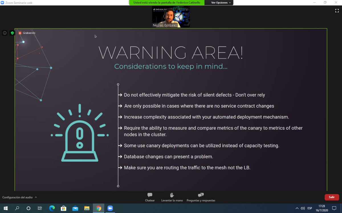 Ingenia_la's tweet image. &quot;También hay algunas consideraciones a tomar en cuenta cuando se aplica el Canary Deployment.&quot;- @_nlgonzalez  #Automate2020 #IngeniaEnKong