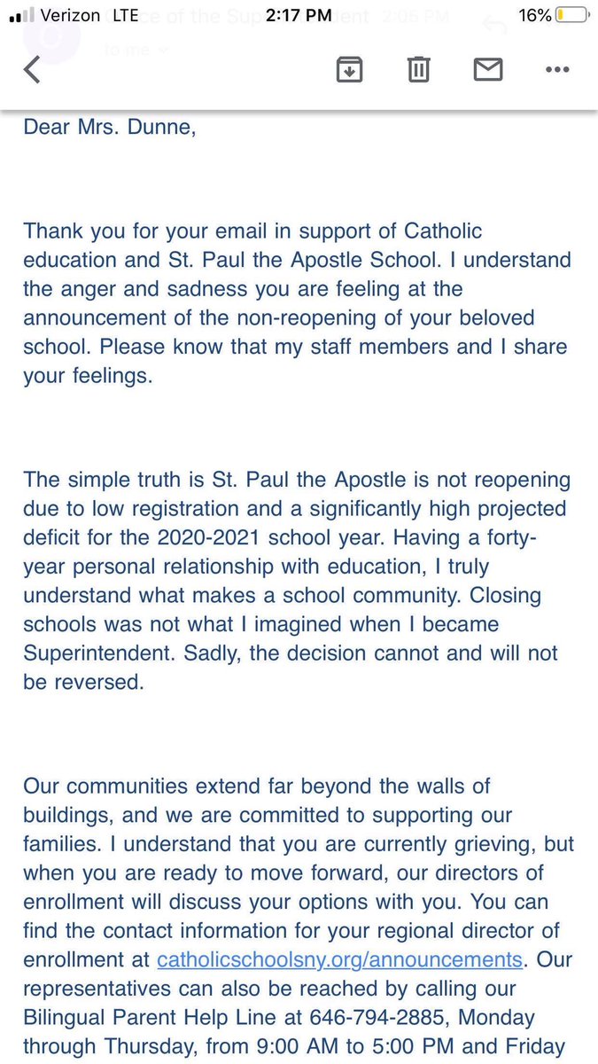 savestpaul's tweet photo. These are emails four different parents, alumni parents, and friends of the school received today from @MichaelDeegan10 . After 71 years of St. Paul’s being around all the Archdiocese can give us is a canned response. We still won’t stop here #savestpauls @CardinalDolan @NY_Arch https://t.co/idmqoEAHL5