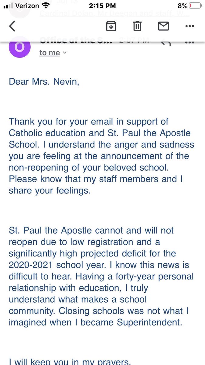 savestpaul's tweet photo. These are emails four different parents, alumni parents, and friends of the school received today from @MichaelDeegan10 . After 71 years of St. Paul’s being around all the Archdiocese can give us is a canned response. We still won’t stop here #savestpauls @CardinalDolan @NY_Arch https://t.co/idmqoEAHL5