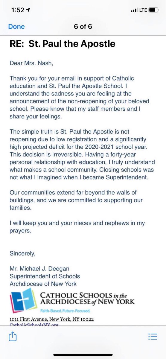 savestpaul's tweet photo. These are emails four different parents, alumni parents, and friends of the school received today from @MichaelDeegan10 . After 71 years of St. Paul’s being around all the Archdiocese can give us is a canned response. We still won’t stop here #savestpauls @CardinalDolan @NY_Arch https://t.co/idmqoEAHL5