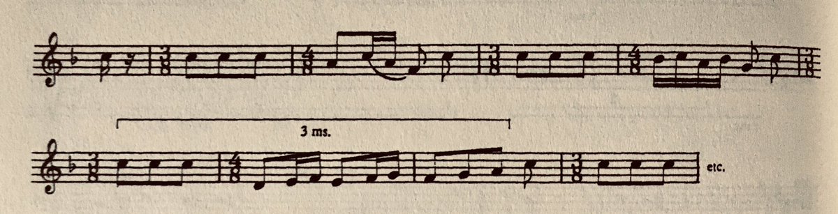 Thus, in the trio of the scherzo from his Sixth Symphony, Mahler‘s phrases feature very rapid changes of metre.31/34