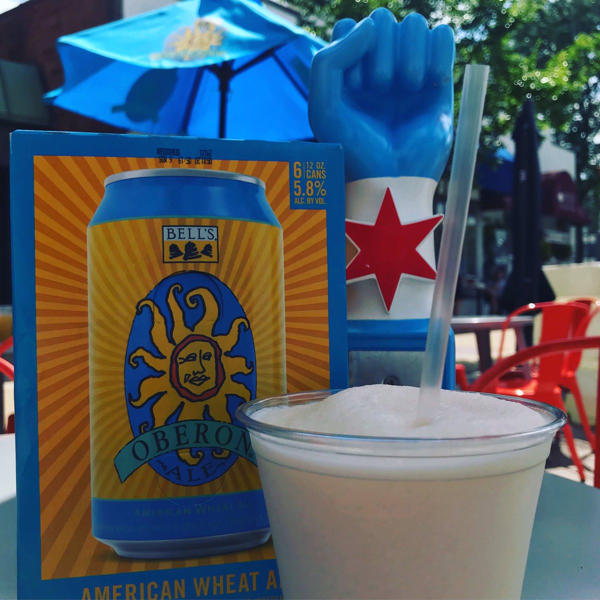 OrangeNBrewTap's tweet photo. Itโs ๐ฅ. How about cooling off with a slushee? Rocking a @BellsBrewery Oberon ๐ ๐ ๐ฅฅ slush, and a @RevBrewChicago Freedom of Speach ๐ slush. Limited time on these! #craftbeer #drinklocal #downersgrove #beerslush https://t.co/IJwN537pSk