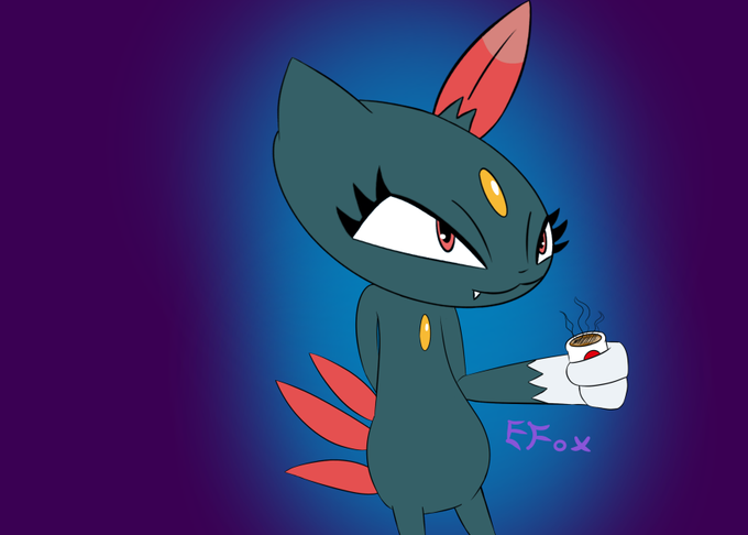 5. Sneasel having her morning coffee. 