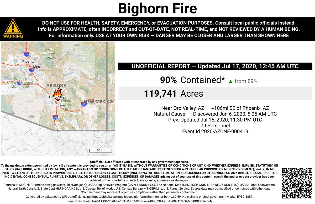 SWFireBot's tweet photo. #BighornFire 🔥 unofficial, automated update.
@CoronadoNF; Near Oro Valley, AZ. ⚠️ DO NOT USE FOR SAFETY PURPOSES - See officials instead. May be incorrect; disclaimers in images. https://t.co/TgrkbTrKcg