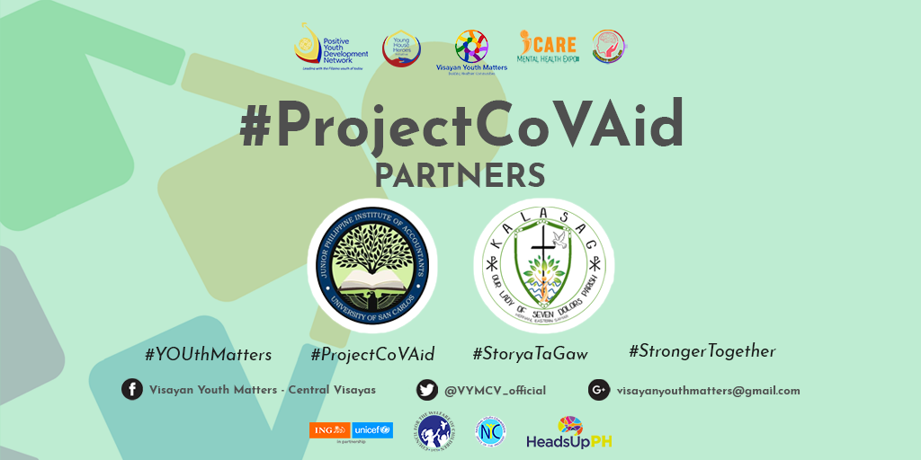 VYMCV_official's tweet photo. 💚Magpadayon ta ‘Gaw!💚

#ProjectCoVAid would like to acknowledge its trusted partners, @uscjpia and Kalasag of Samar, for helping encourage and develop the youth into socially-aware leaders who walk towards a greater mental health landscape for all. https://t.co/fxMYgFb2hw